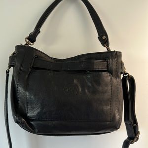 Wanderers black leather bag
